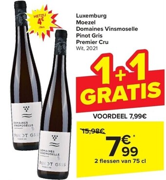 Carrefour Luxemburg moezel domaines vinsmoselle pinot gris premier cru aanbieding