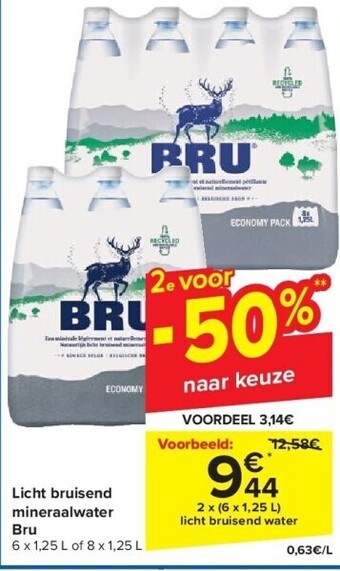 Licht bruisend mineraalwater bru