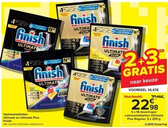 Carrefour Vaatwastabletten ultimate en ultimate plus finish aanbieding