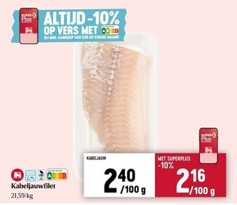 Delhaize Kabeljauwfilet aanbieding