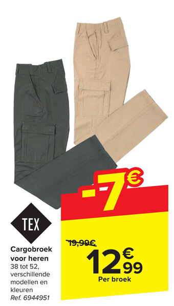 Carrefour TEX Cargobroek voor heren aanbieding