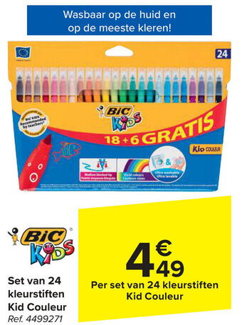 Carrefour BIC Set van 24 kleurstiften Kid Couleur aanbieding