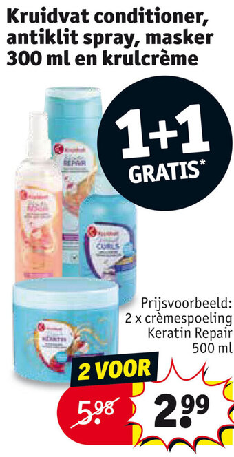 Kruidvat conditioner, antiklit spray, masker 300 ml en krulcrème aanbieding