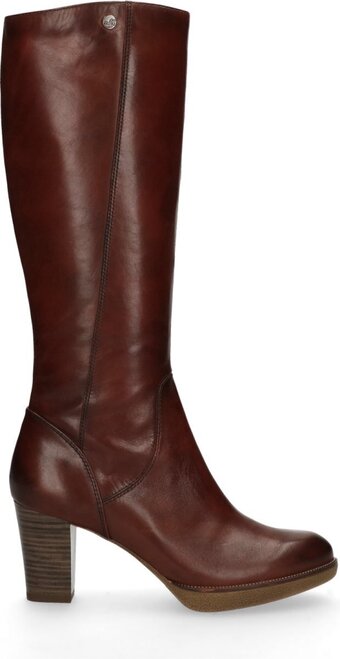 Bol.com No stress - dames - cognac leren laarzen met hak - maat 41 aanbieding