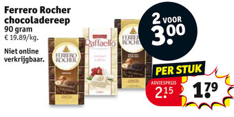 Kruidvat Ferrero Rocher chocoladereep 90gram aanbieding