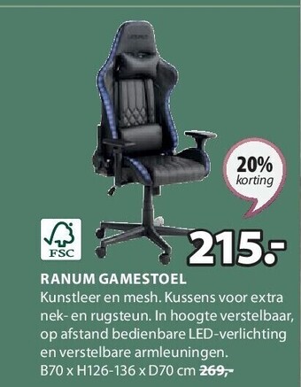 Jysk Ranum gamestoel aanbieding