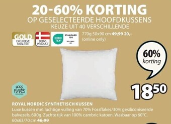 Jysk Royal nordic synthetisch kussen aanbieding