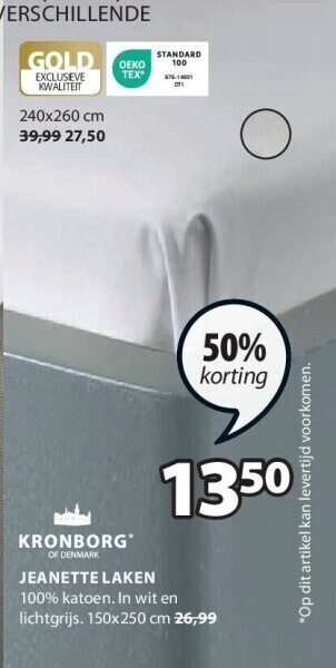 Jysk Jeanette laken aanbieding