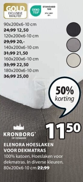 Jysk Elenora hoeslaken voor dekmatras aanbieding