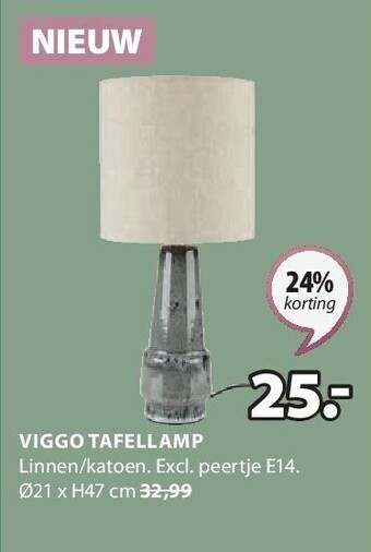 Jysk Viggo tafellamp aanbieding