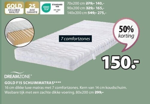 Jysk Gold f15 schuimmatras aanbieding