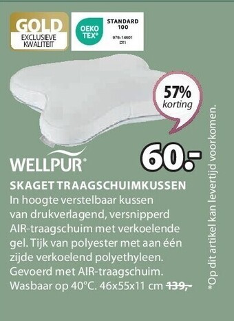 Jysk Skaget traagschuimkussen aanbieding