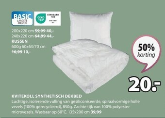 Jysk Kvitekoll synthetisch dekbed aanbieding