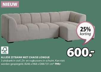 Jysk Allese zitbank met chaise longue aanbieding