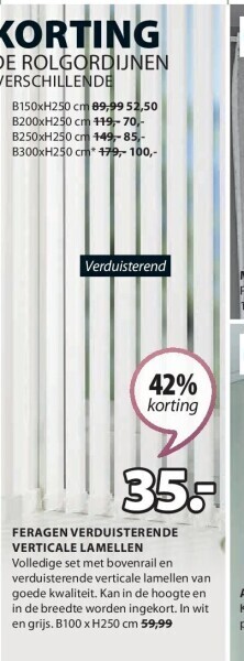 Jysk Feragen verduisterende verticale lamellen aanbieding