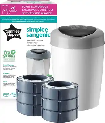 Bol.com Tommee tippee simplee sangenic luieremmer, milieuvriendelijker systeem, inclusief 6 navulcassettes met duurzaam geproduceerde aanbieding