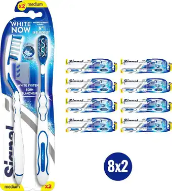 Signal - white system - tandenborstel - medium - 8 x 2 stuks - voordeelverpakking
