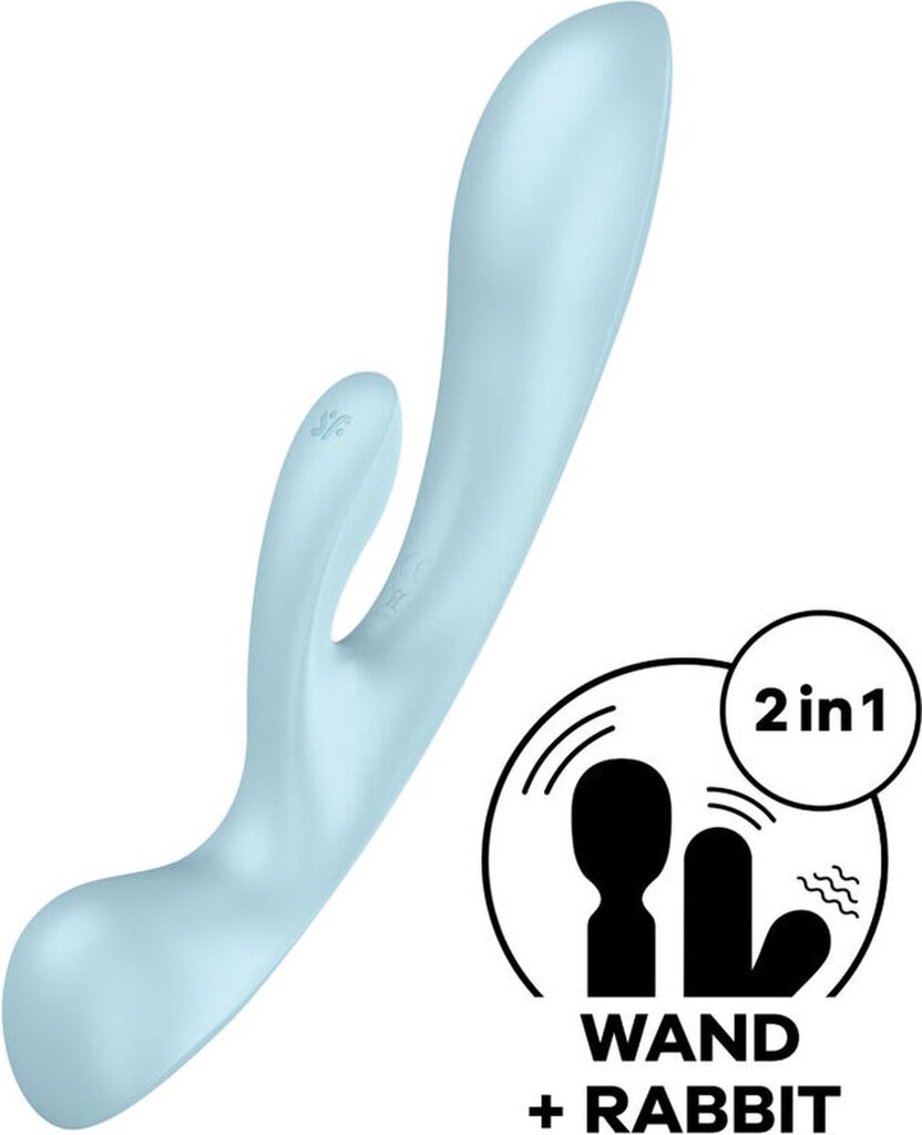 Bol.com Satisfyer triple oh - rabbit vibrator light blue aanbieding