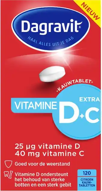 Bol.com Dagravit vitamine d3 25 µg hoog gedoseerd + vitamine c - supplement - 120 kauwtabletten aanbieding