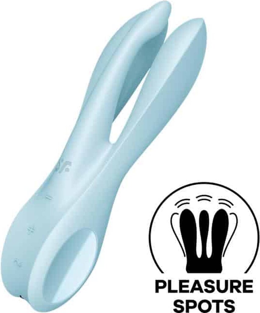 Bol.com Satisfyer - threesome 1 multi vibrator met 3 voelsprieten - lichtblauw aanbieding