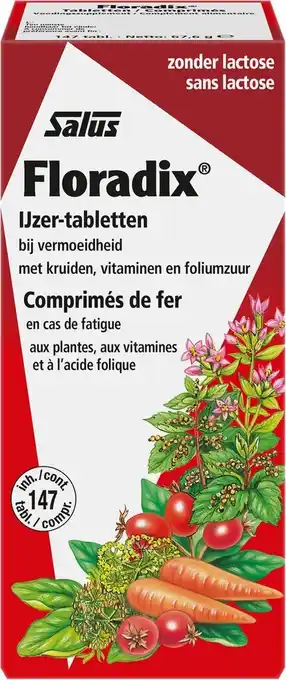Bol.com Salus floradix ijzer-tabletten - vitaminen - vermoeidheid – ijzer voedingssupplement – 147 tabletten aanbieding