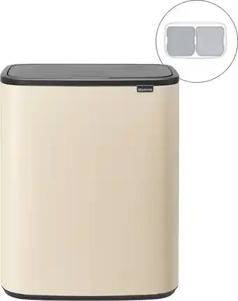 Brabantia bo touch bin prullenbak - 2 x 30 l - soft beige
