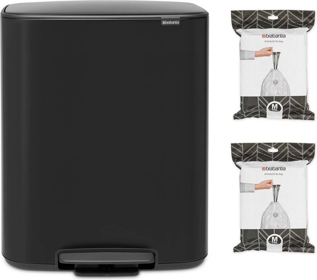 Bol.com Brabantia bo prullenbak - 60 l - met 80 vuilniszakken - matt black aanbieding