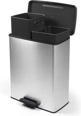 Bol.com Curver decobin duo prullenbak - 26l+26l - rechthoekig - zilver metallic aanbieding