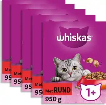 Bol.com Whiskas 1+ kattenbrokken - rund - doos 5 x 950 g aanbieding