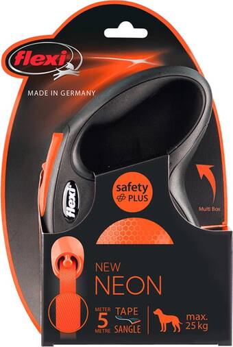 Bol.com Flexi new neon tape - hondenriem - zwart/oranje - m - 5 m - ( aanbieding