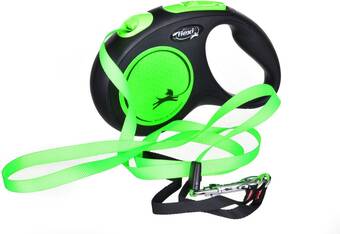 Bol.com Flexi new neon tape - hondenriem - zwart/groen - m - 5 m - ( aanbieding