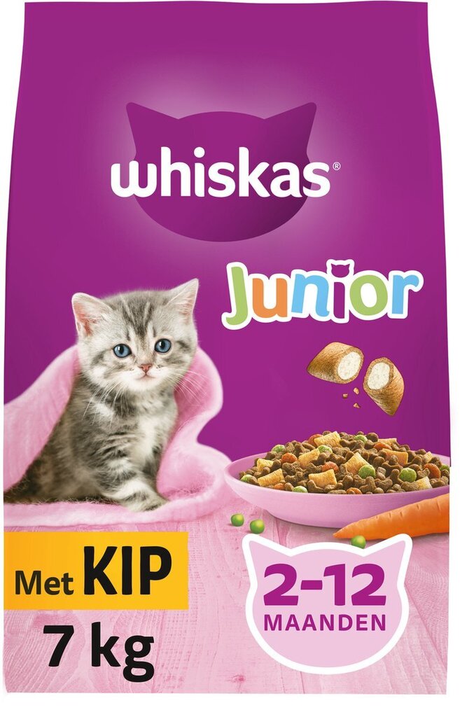 Whiskas junior kattenbrokken kip zak 1 x 7 kg promotie bij