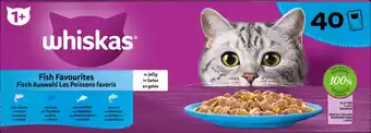 Bol.com Whiskas 1+ - kattenvoer natvoer - vis - selectie in gelei - maaltijdzakjes 40 x 85 g aanbieding