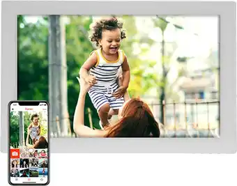 Bol.com Denver digitale fotolijst 10.1 inch - glas display - frameo app - fotokader - wifi - ips touchscreen - 16gb - pff1037w aanbieding