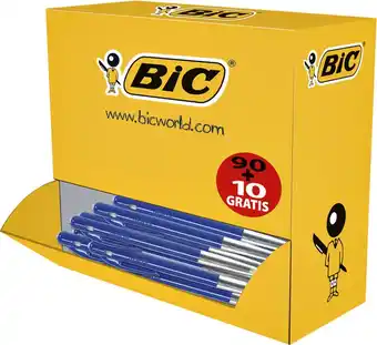Bol.com Bic balpen m10 blauw voordeelpak - de klassieke en iconische bic pen - medium punt (1.0 mm) - 90+10 aanbieding