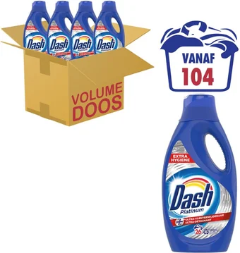Bol.com Dash vloeibaar wasmiddel platinum + ultra vlekverwijderaar - 4x26 wasbeurten - voordeelverpakking aanbieding