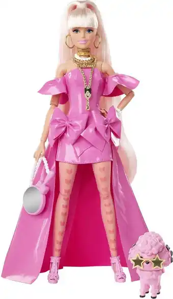 Bol.com Barbie extra fancy - blond - roze jurk - barbiepop aanbieding