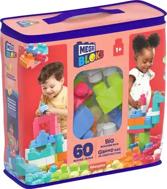 Bol.com Mega bloks grote bouwtas - 60 blokken - roze bouwstenen aanbieding