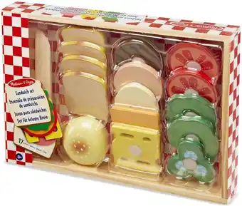 Bol.com Melissa & doug houten set voor het maken van sandwiches - fantasiespel speelgoed - geweldig cadeau voor meisjes en jongens - aanbieding