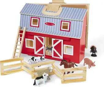 Bol.com Melissa & doug houten draagbare uitklapbare stal - speelset met speelfiguren (7 speeldieren, 28,5 cm h x 34 cm b x 12 cm l, g aanbieding