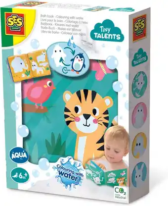 Bol.com Ses - tiny talents - badboek - kleuren met water - 8 pagina's - vrolijke illustraties verschijnen als het nat wordt - opnieuw aanbieding