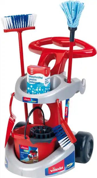Bol.com Vileda schoonmaaktrolley met accessoires schoonmaakkarretje speelgoed - schoonmaakset kinderen aanbieding