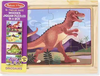 Melissa & doug legpuzzels in een doos - dinosaurussen (vier houten puzzels in houten opbergdoos, 12 stukjes, geweldig cadeau 