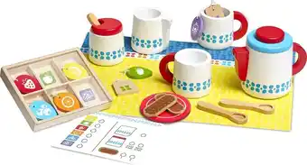 Bol.com Melissa & doug 20-delige houten theeset - speeleten en keukenaccessoires aanbieding