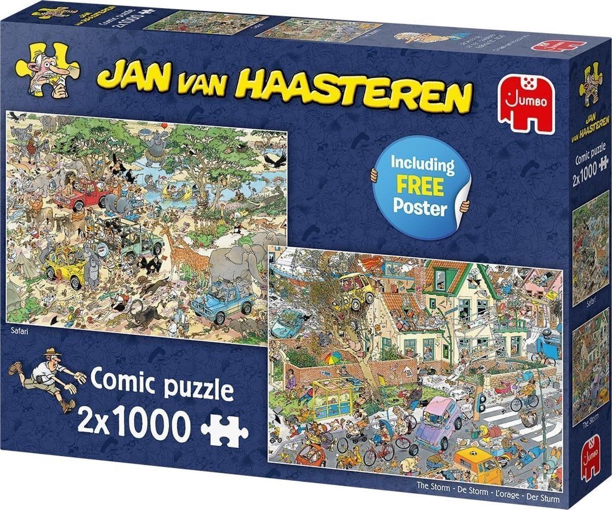 Jan van haasteren safari & storm 2in1 puzzel 2 x 1000 stukjes