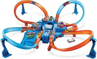 Bol.com Hot wheels criss cross crash speelset - racebaan met 1 autootje, lanceerder en 4 kruisingen aanbieding