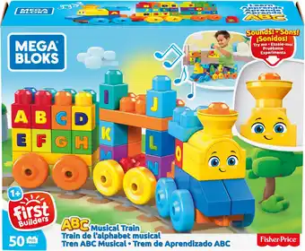 Bol.com Mega bloks abc muziektrein - 50 blokken - bouwstenen met geluiden aanbieding