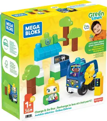 Bol.com Mega bloks green town charge & go bus - 35 grote bouwstenen aanbieding
