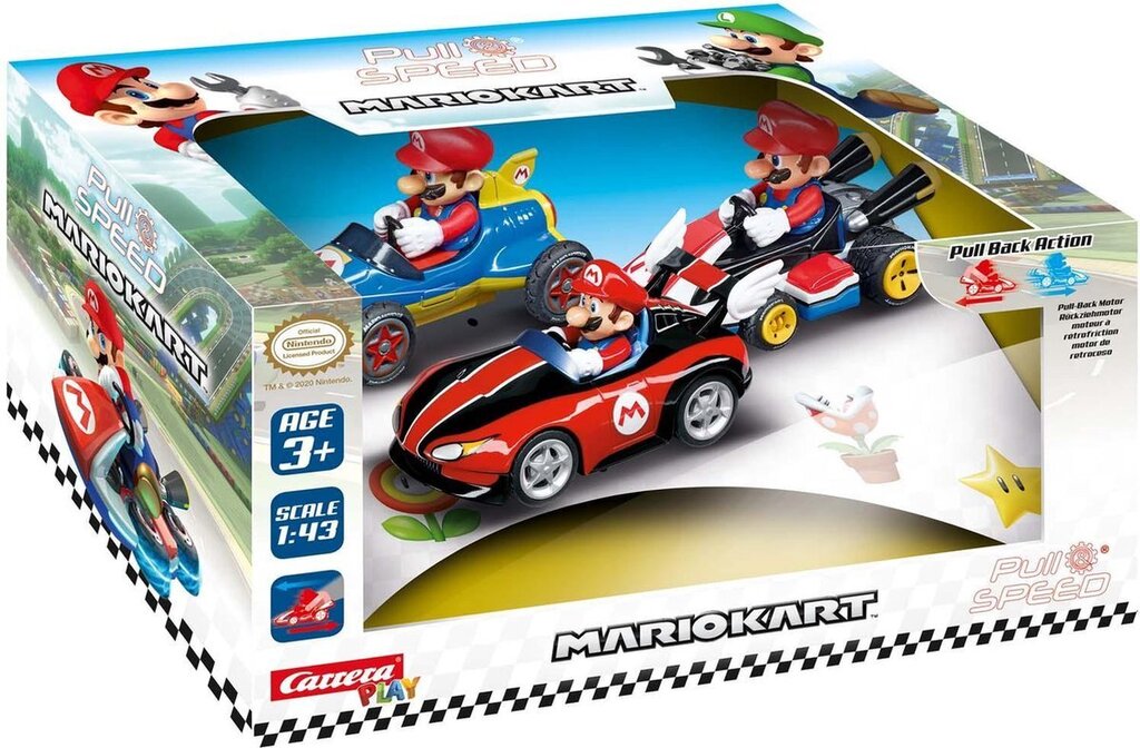 Bol.com Carrera play mario kart „mario” 3 stuks (wii, mk8, mach 8) pull-back 15813016 3 stuk(s) aanbieding