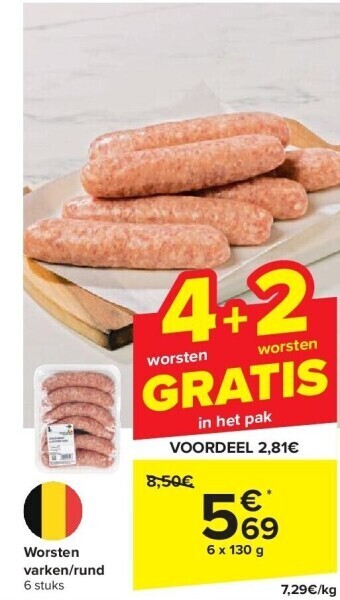 Carrefour Worsten varken/rund aanbieding